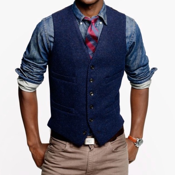 J. Crew Jackets & Coats Jcrew Mens Blue Vest In English Navy Wool S
